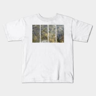 A static shot of two toads under the clear water of a mountain stream between rocks and stones; beautiful nature in a sunny day; no people around Kids T-Shirt